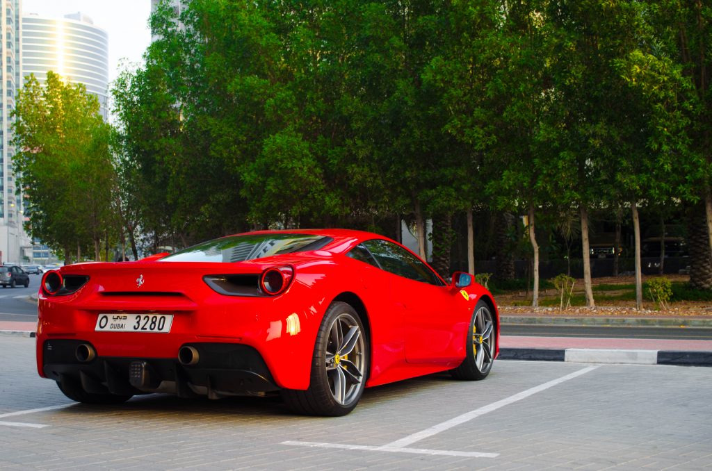 Ferrari 488 GTB Red Color in UAE Dubai for Rent