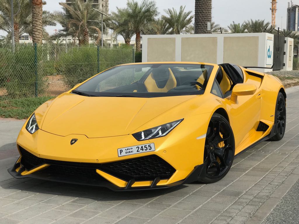Rent Lamborghini Huracan Spider Yellow in Dubai | Check Prices